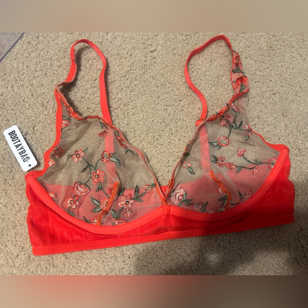 Red Floral Mesh Bralette size Medium